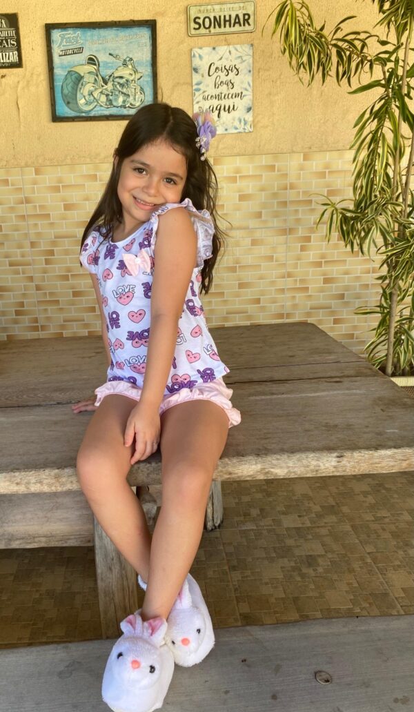 Baby Doll Infantil PV, Blusa Estampada e Short Liso, Detalhe em Laço - 47001410 - Image 2
